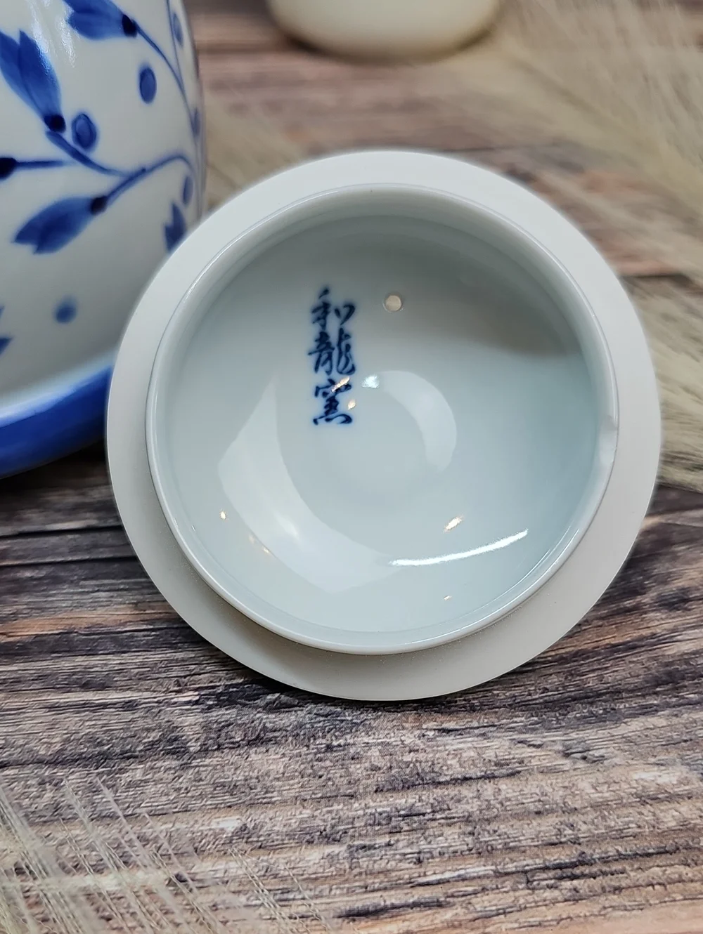 VINTAGE HAND-PAINTED BLUE FLORAL PORCELIAN TEA POT